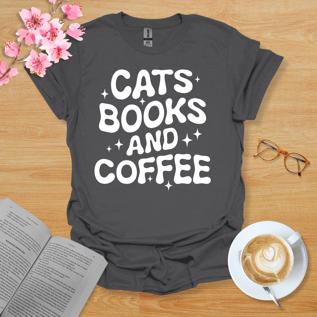 Cats Books And Coffee T-Shirt